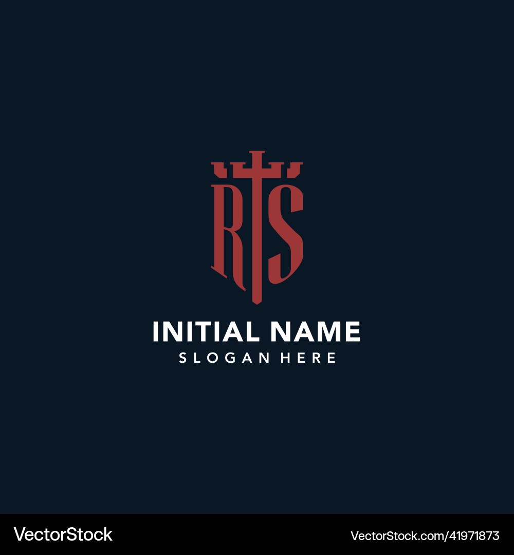 Rs initial monogram logos with sword and shield Vector Image