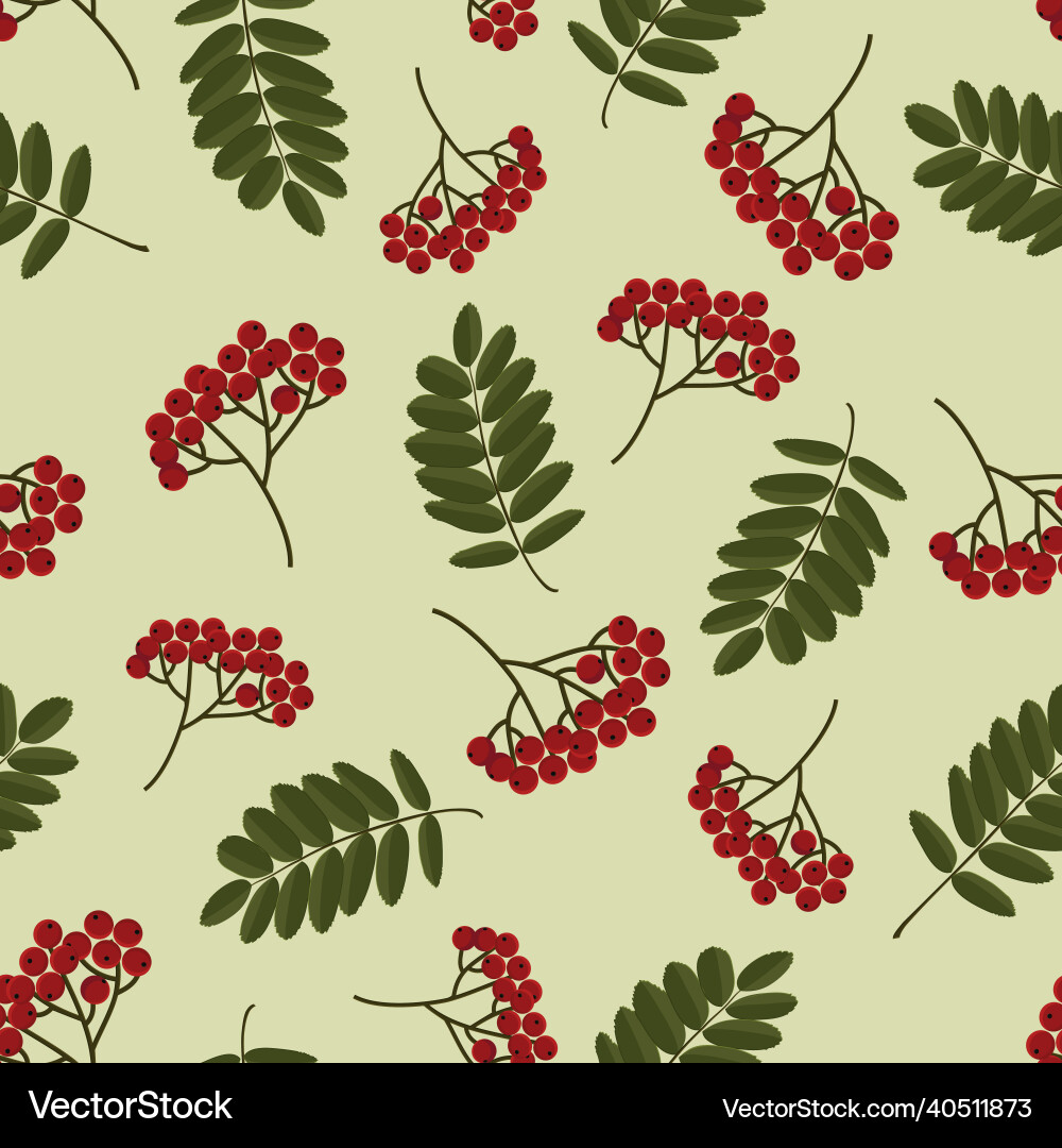 Seamless autumn pattern with rowan berries Seamless autumn pattern with rowan berries vector image