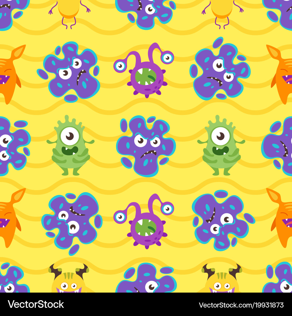 Seamless pattern with colorful bacteria Vector Image