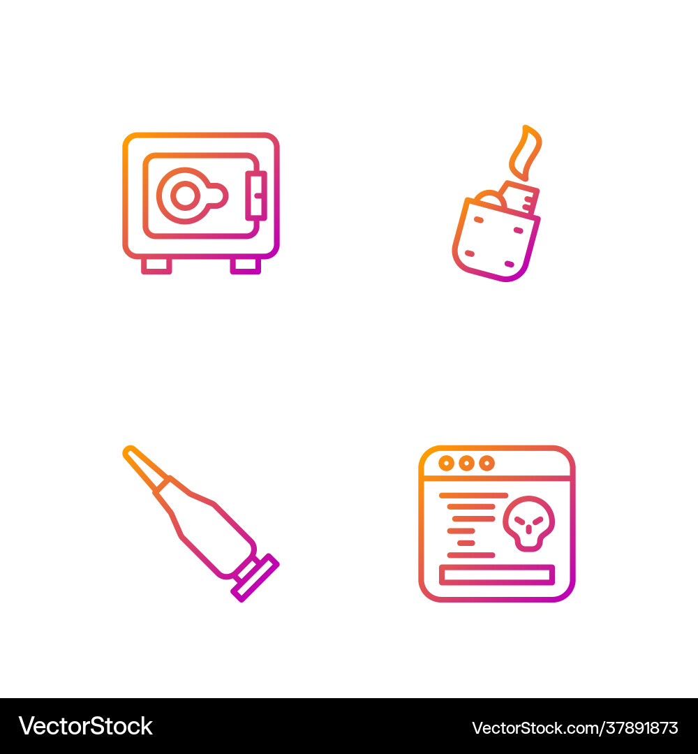 Set line system bug bullet safe and lighter Set line system bug bullet safe and lighter Vector Image