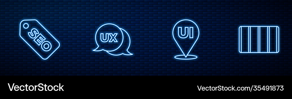 Set line ui or ux design seo optimization Set line ui or ux design seo optimization vector image