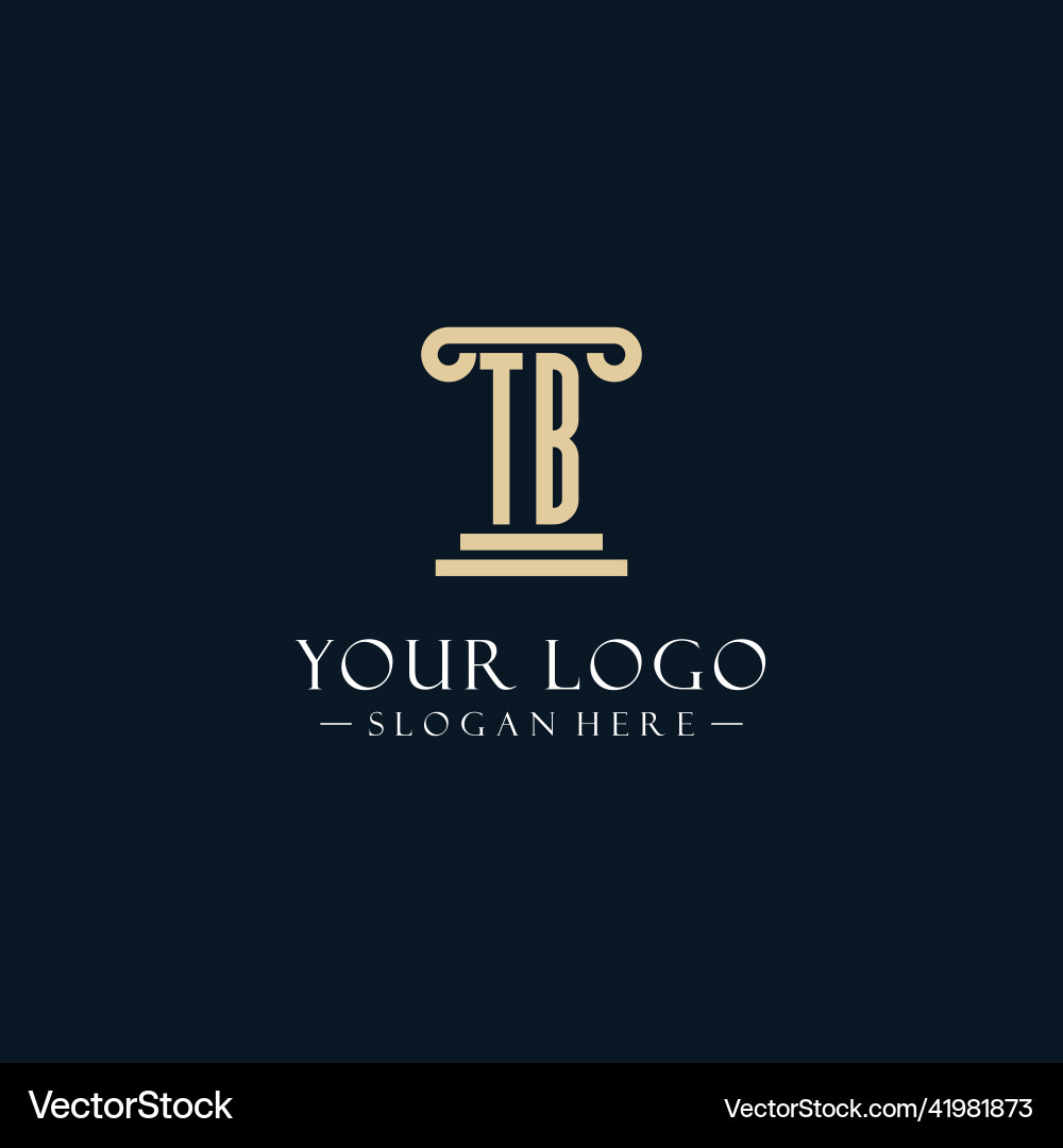 Tb initial monogram logos with pillar shapes style Vector Image