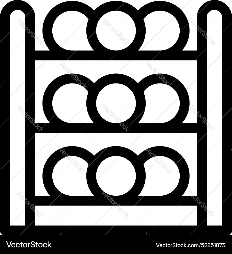 Warehouse storing many round objects on shelves Warehouse storing many round objects on shelves vector image