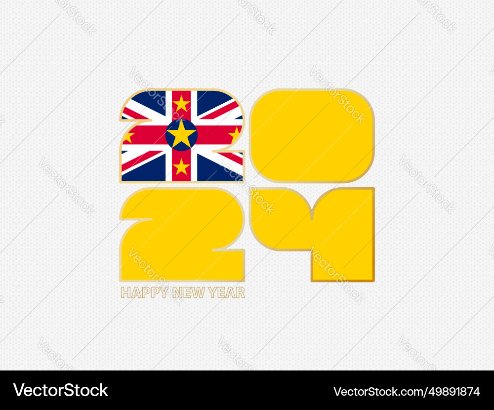 Abstract numbers 2024 with flag of niue Vector Image