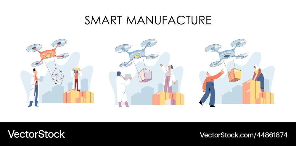 Automation and development of delivery process Automation and development of delivery process vector image