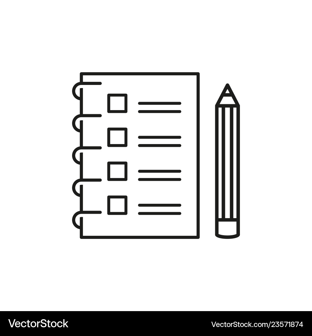 Checklist with a pencil to do list outline icon vector image