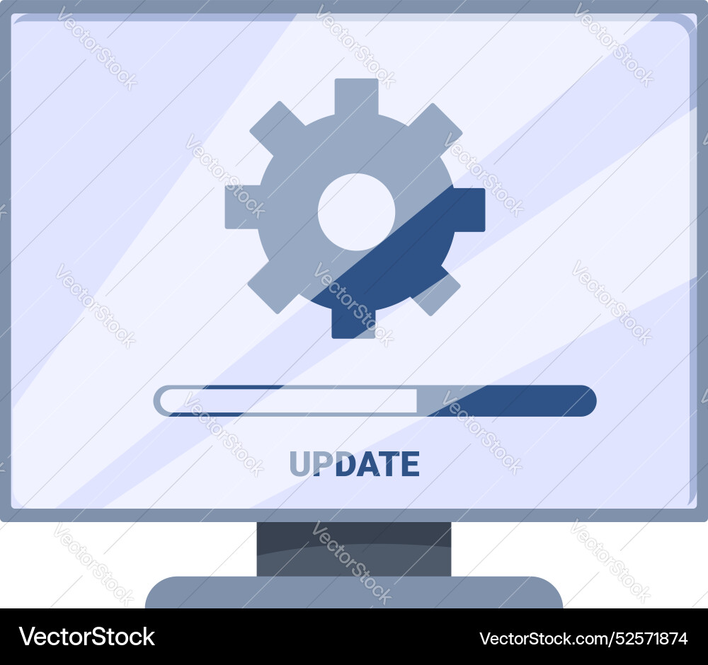 Computer screen displaying software update Computer screen displaying software update Vector Image