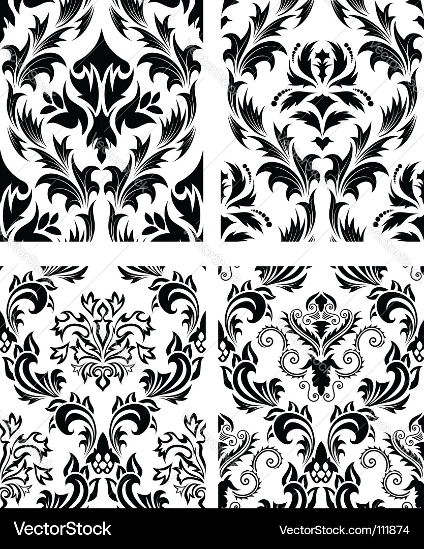 Damask patterns set Vector Image