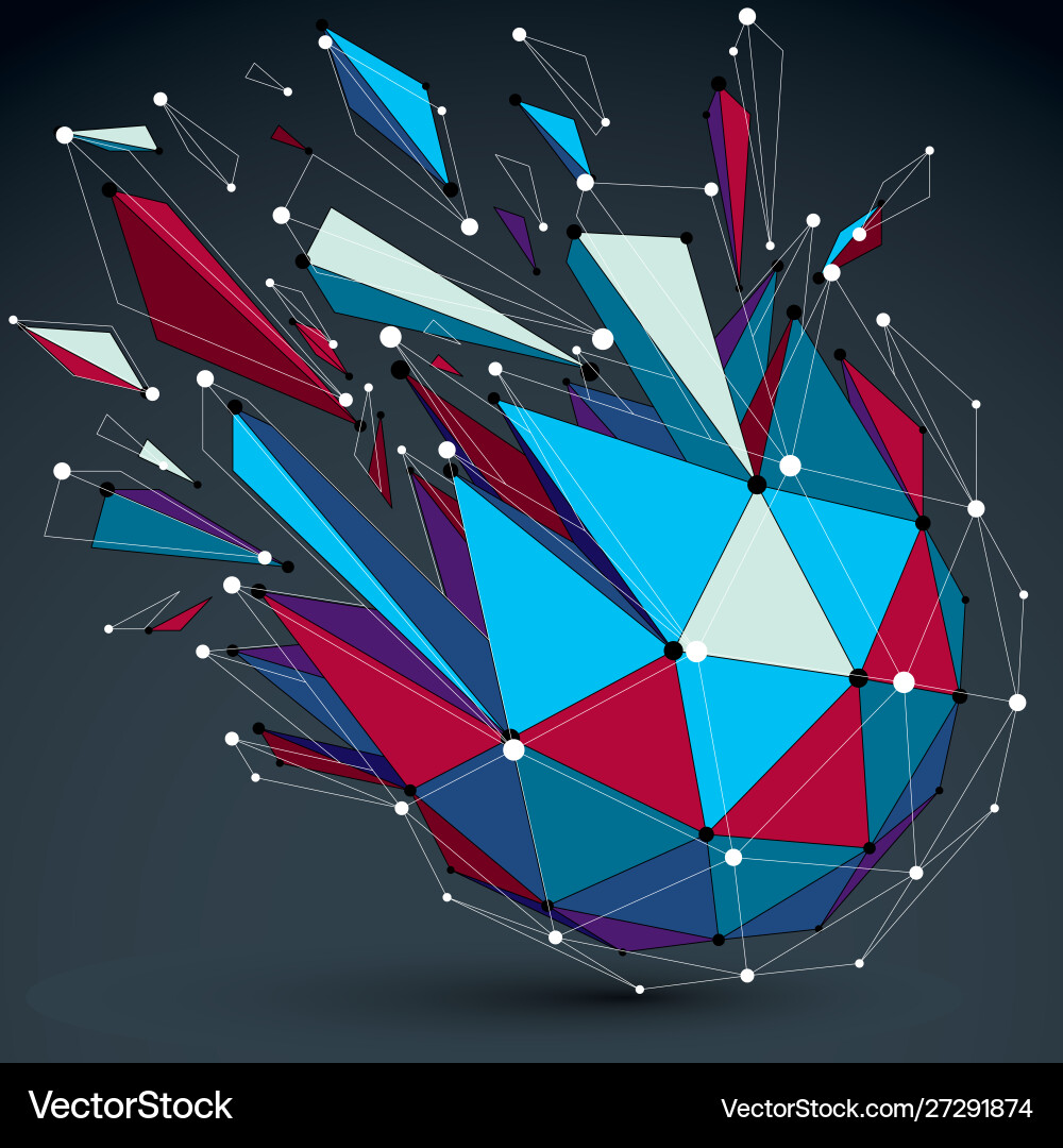 Dimensional colorful wireframe object demolished Dimensional colorful wireframe object demolished vector image