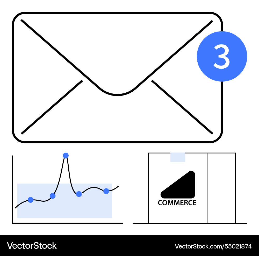 Email notification with data analytics and e Email notification with data analytics and e vector image