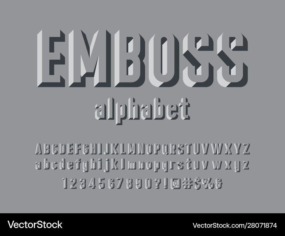 Emboss font vector image