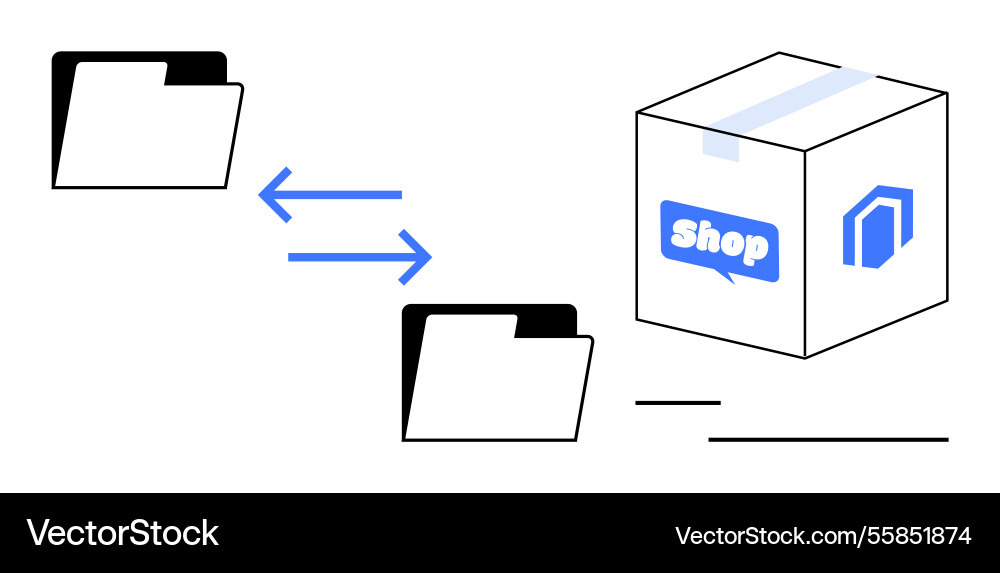 File transfer between folders connecting to e File transfer between folders connecting to e vector image