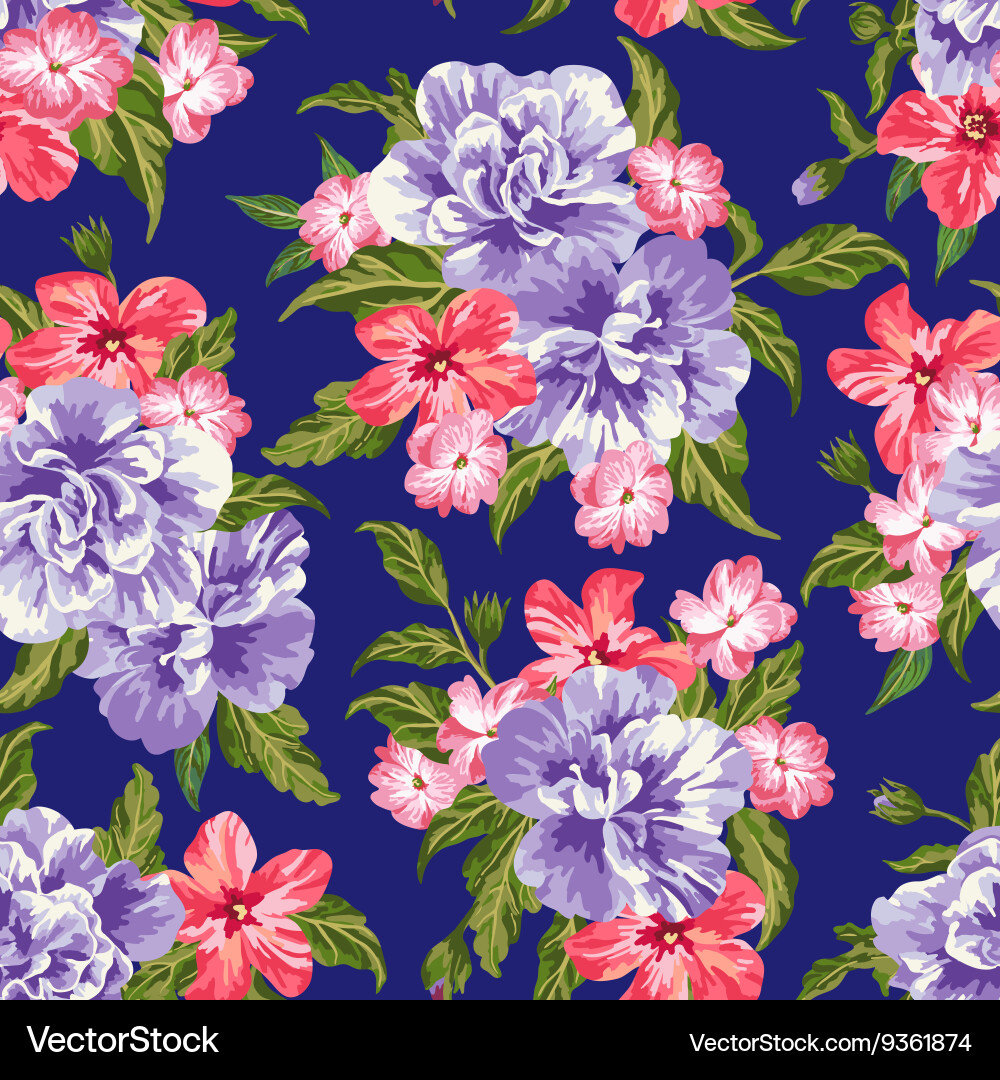 Floral Pattern with Tropical Leaves vector image