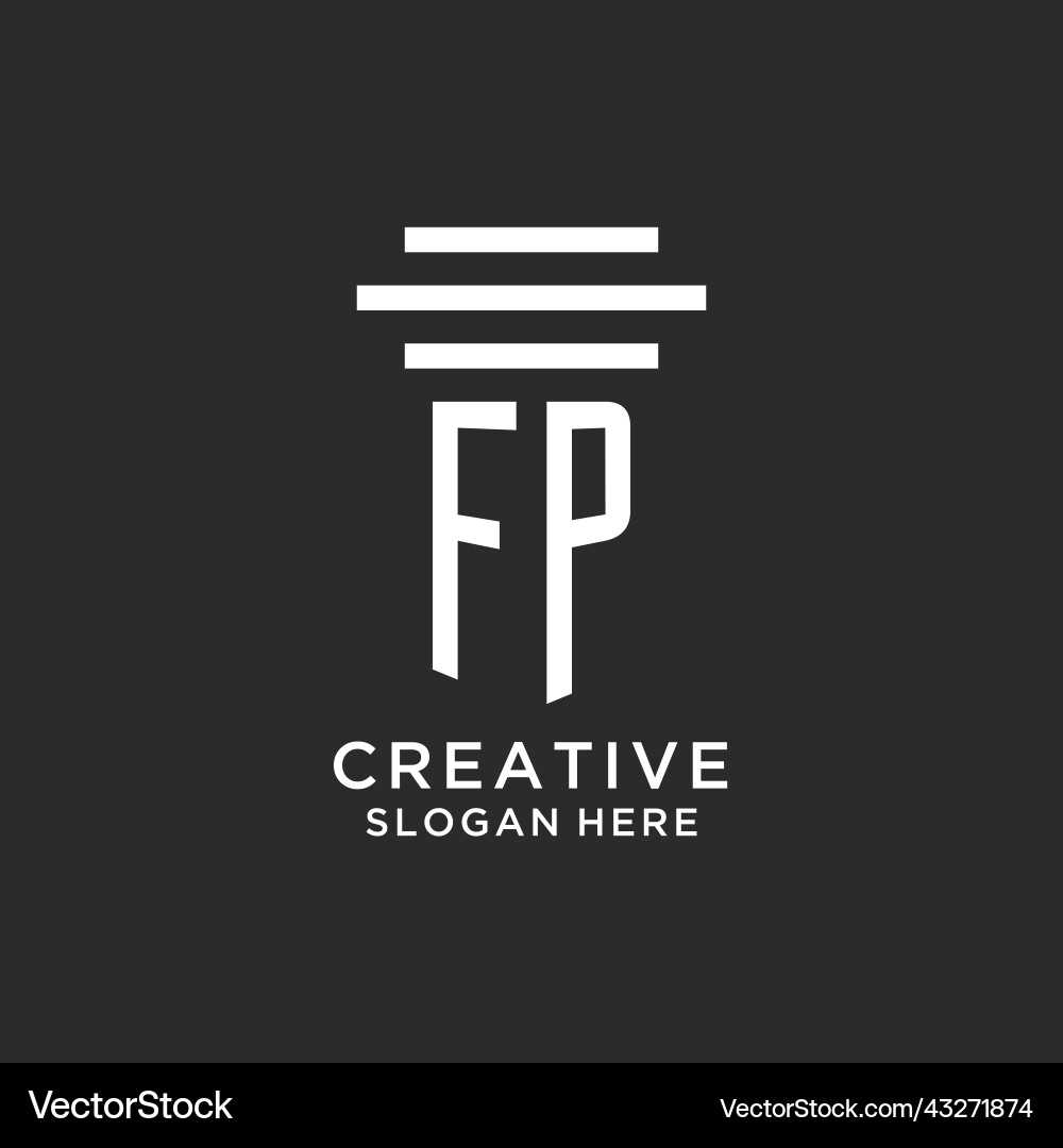 Fp initials with simple pillar logo design Fp initials with simple pillar logo design Vector Image