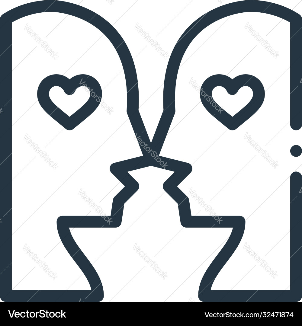 In love icon isolated on white background outline In love icon isolated on white background outline vector image