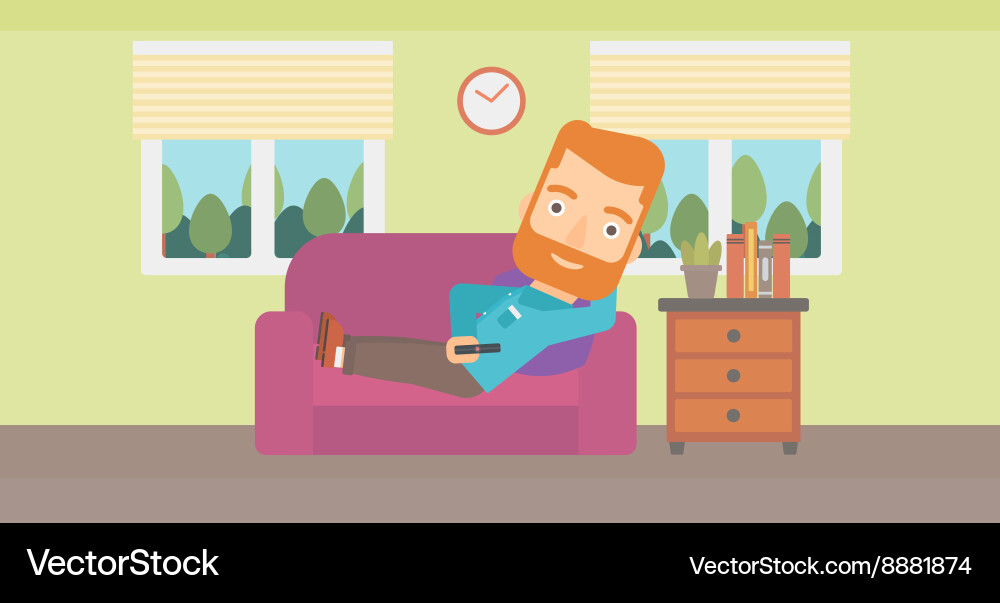Man lying on sofa Vector Image