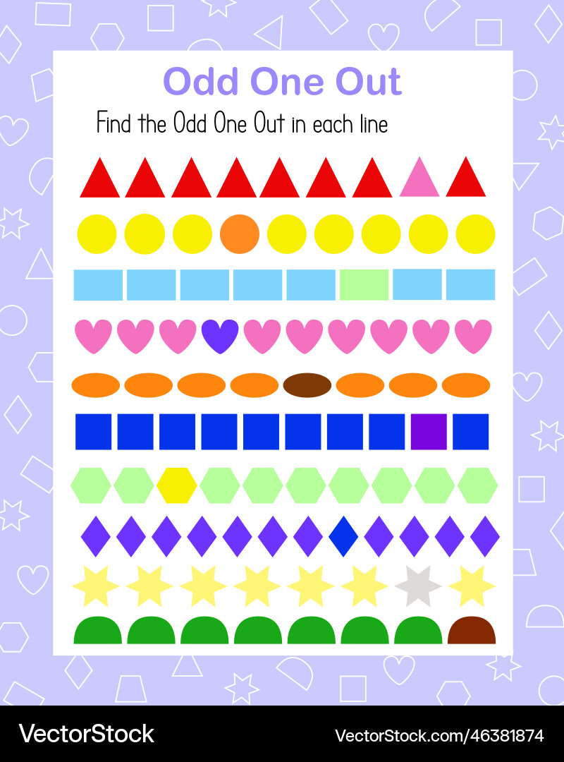 Odd one out find and circle geometry shape Vector Image