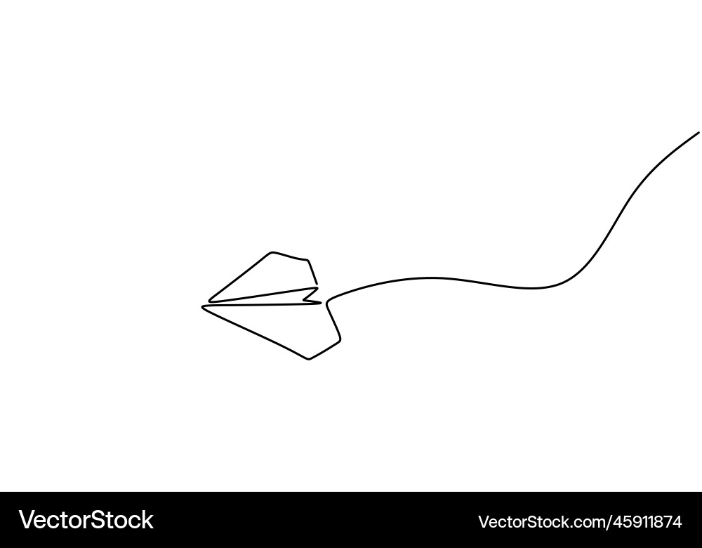 Paper plane continuous single one line art style Paper plane continuous single one line art style vector image