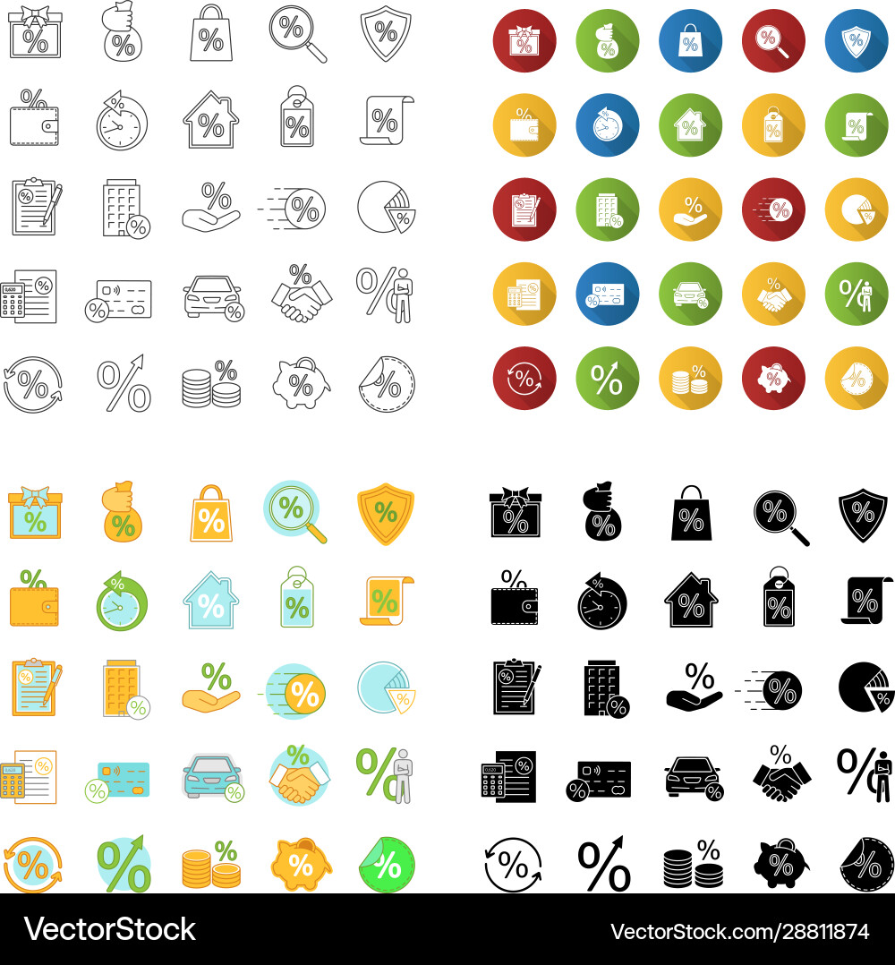 Percents icons set vector image