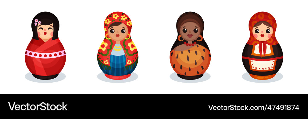 Russian matryoshka dolls in national costume Russian matryoshka dolls in national costume vector image