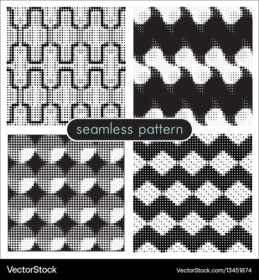 Seamless patterns with halftone dots 2 vector image