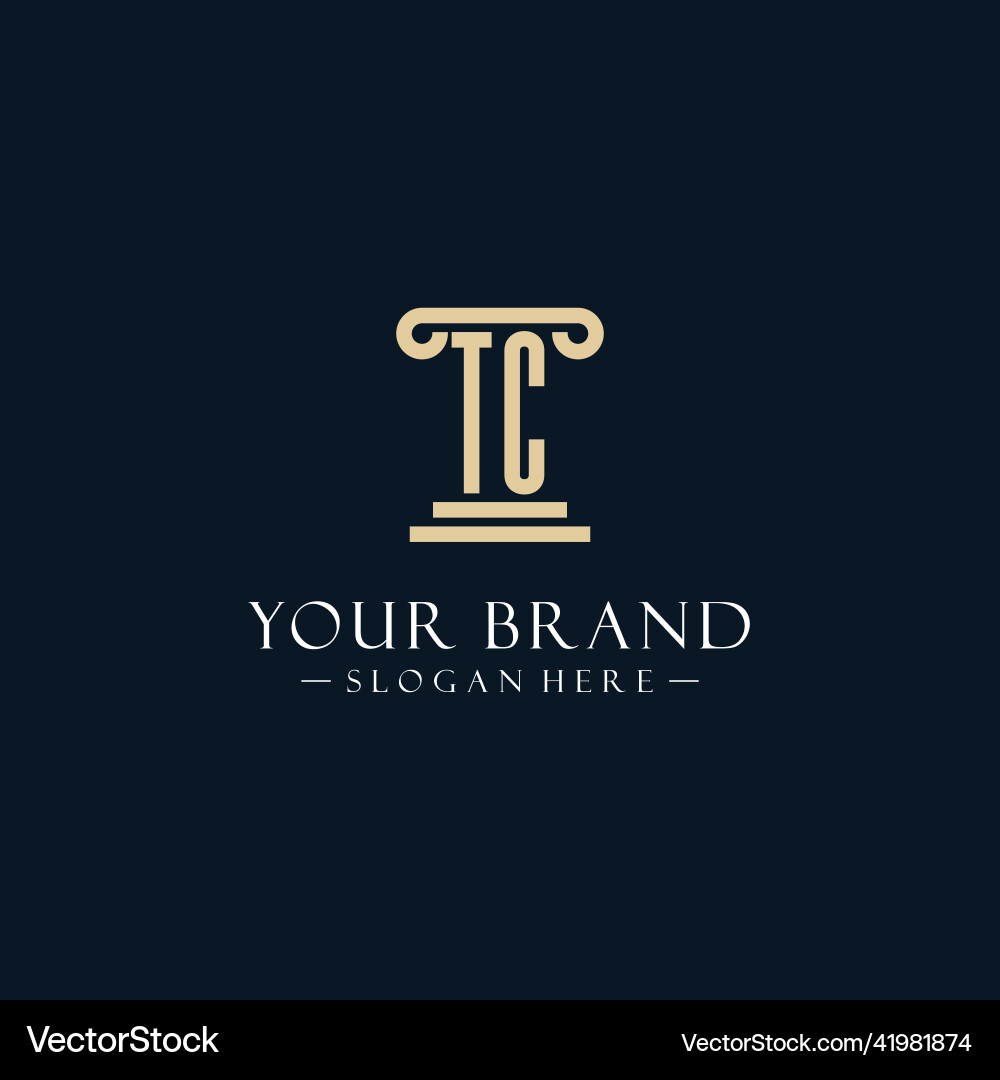 Tc initial monogram logos with pillar shapes style Tc initial monogram logos with pillar shapes style Vector Image