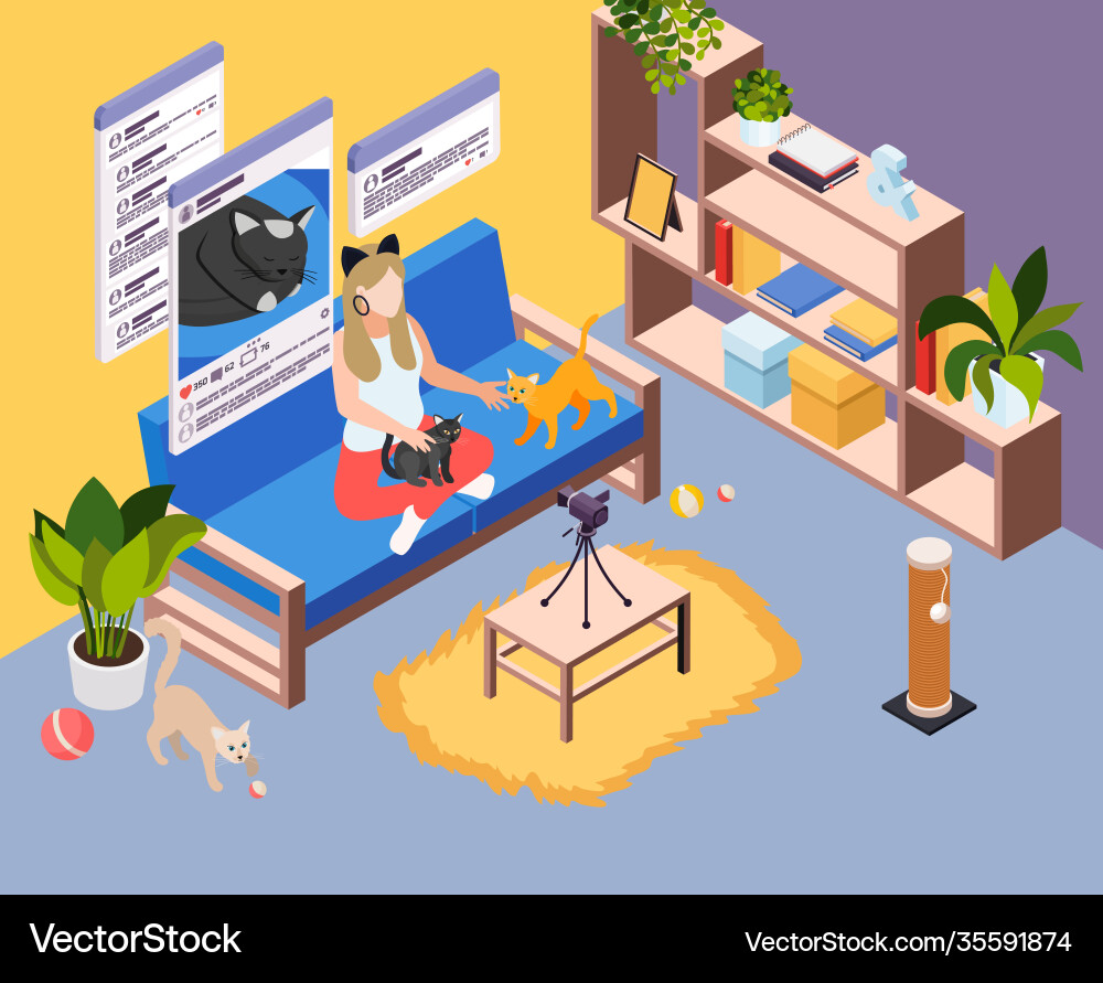 Vlogging isometric background Vlogging isometric background vector image