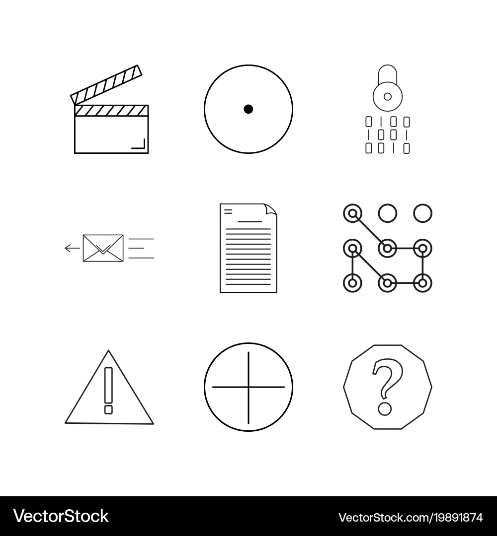Web linear icon set simple outline icons Vector Image