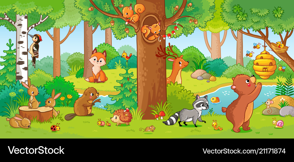 With cute forest animals Royalty Free Vector Image