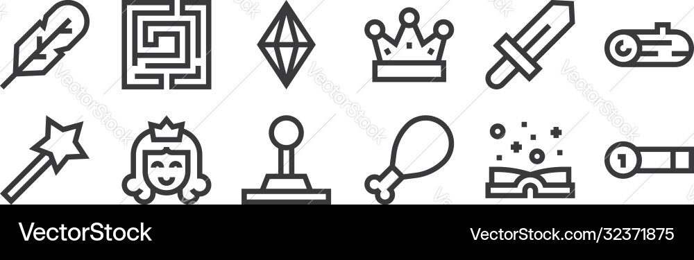 12 set linear video game elements icons thin vector image