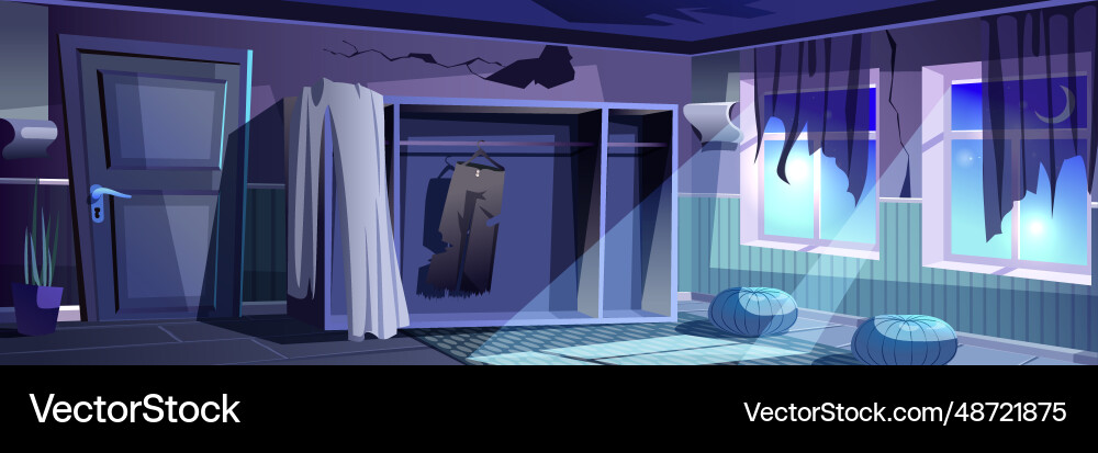 Abandoned dark room background banner in flat Abandoned dark room background banner in flat vector image
