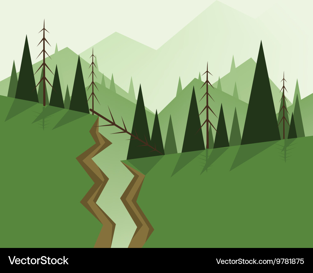 Abstract landscape design with green trees Vector Image