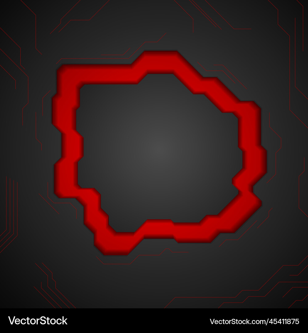 Black abstract tech background with red lines Black abstract tech background with red lines vector image