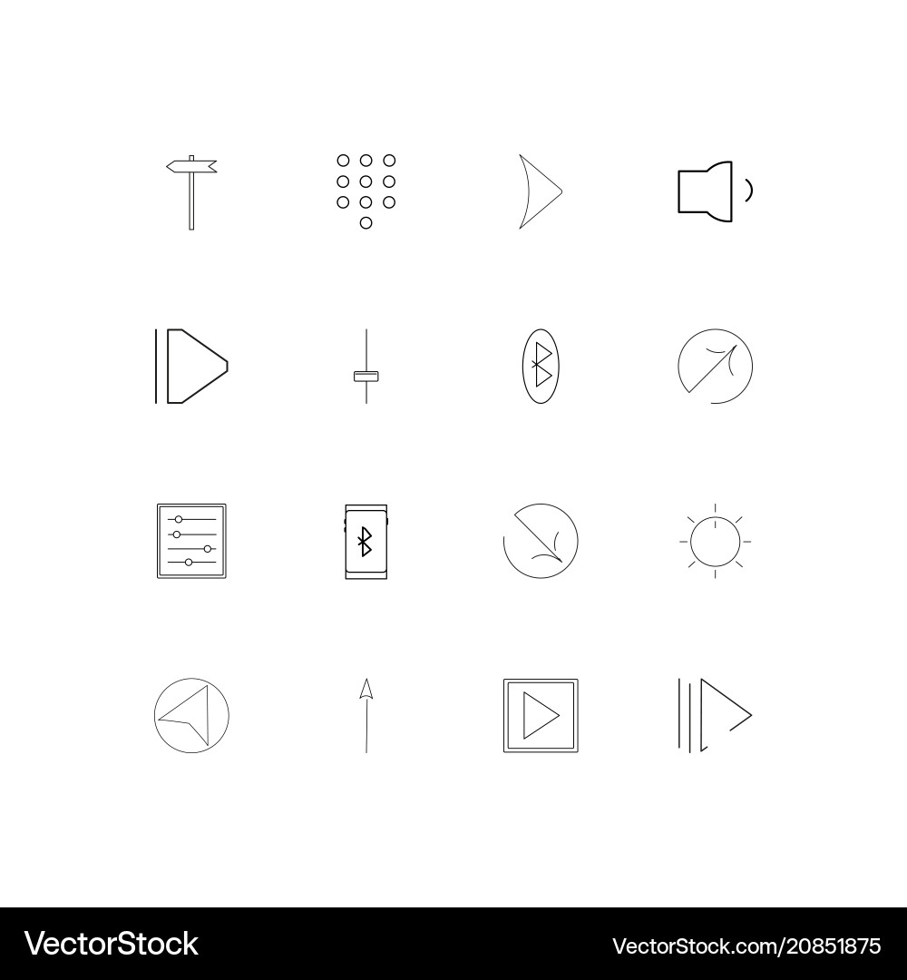 Buttons linear thin icons set outlined simple vector image