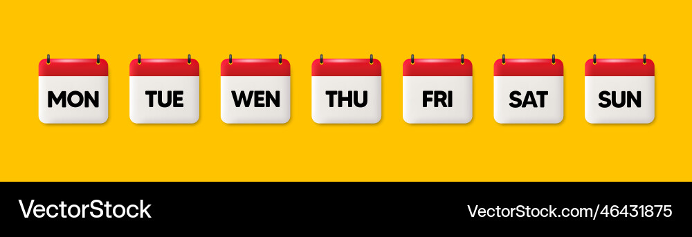 Calendar icons with days of the week working Vector Image