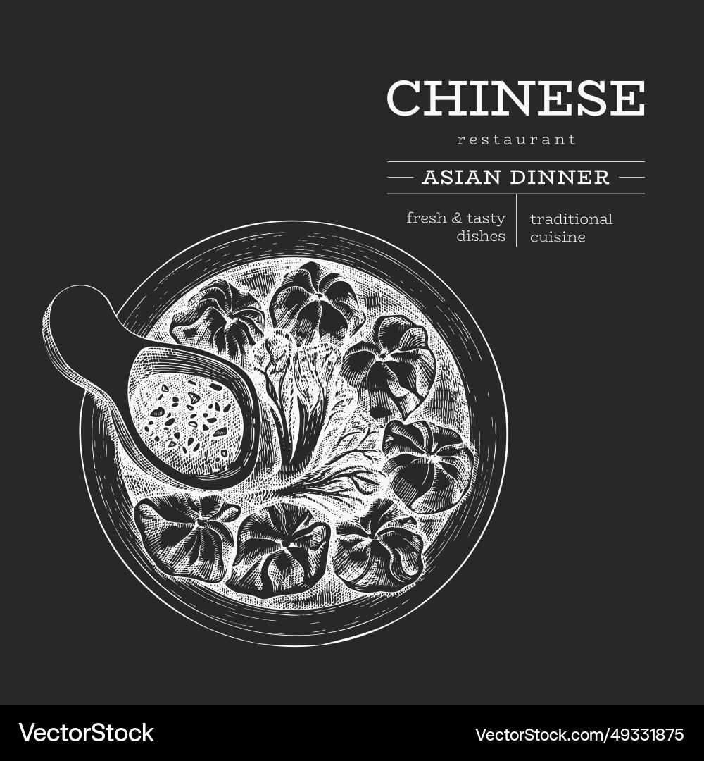 Chinese dish chalk board hand drawn isolated Chinese dish chalk board hand drawn isolated vector image