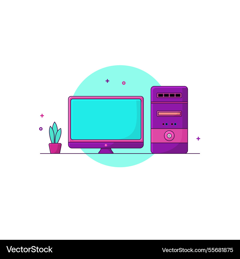 Computer and cpu icon Computer and cpu icon Vector Image