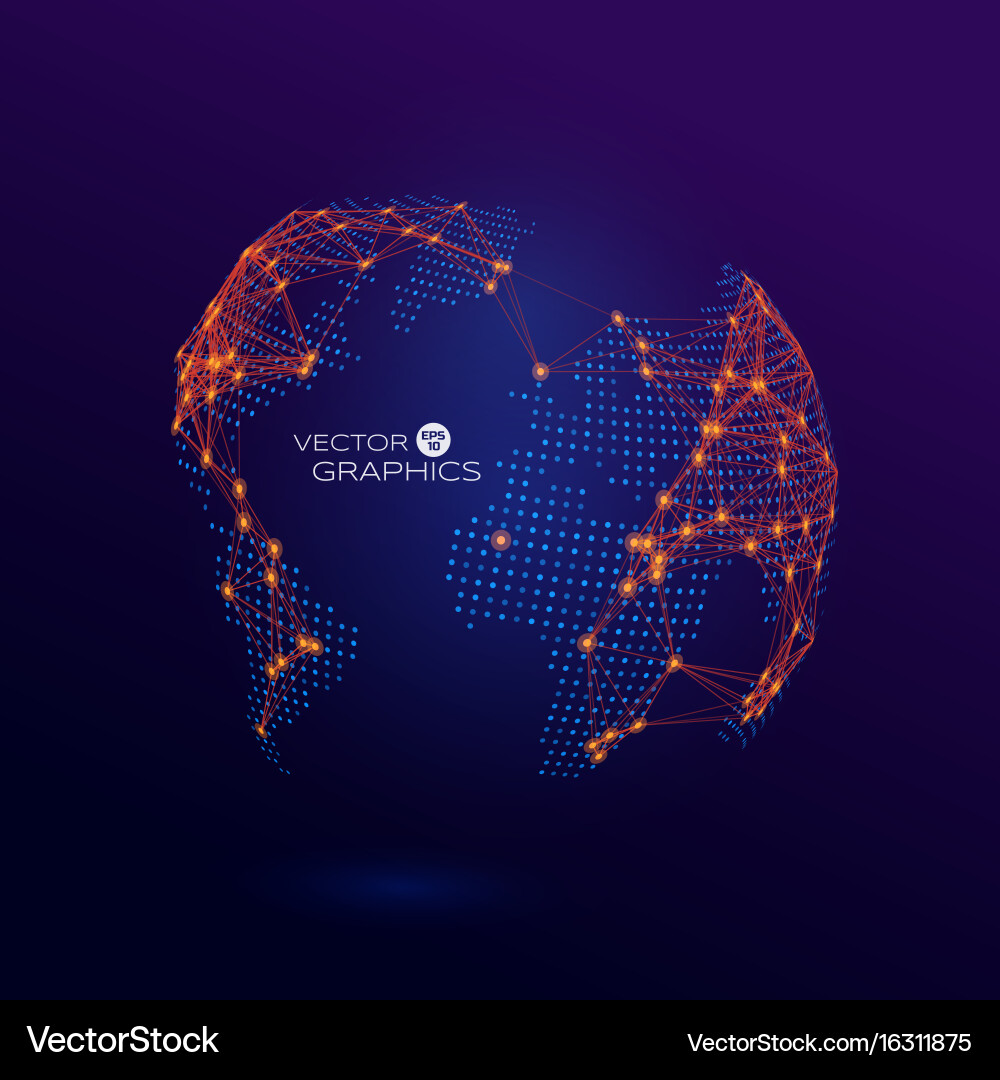 Connected Network Globe Vector Image