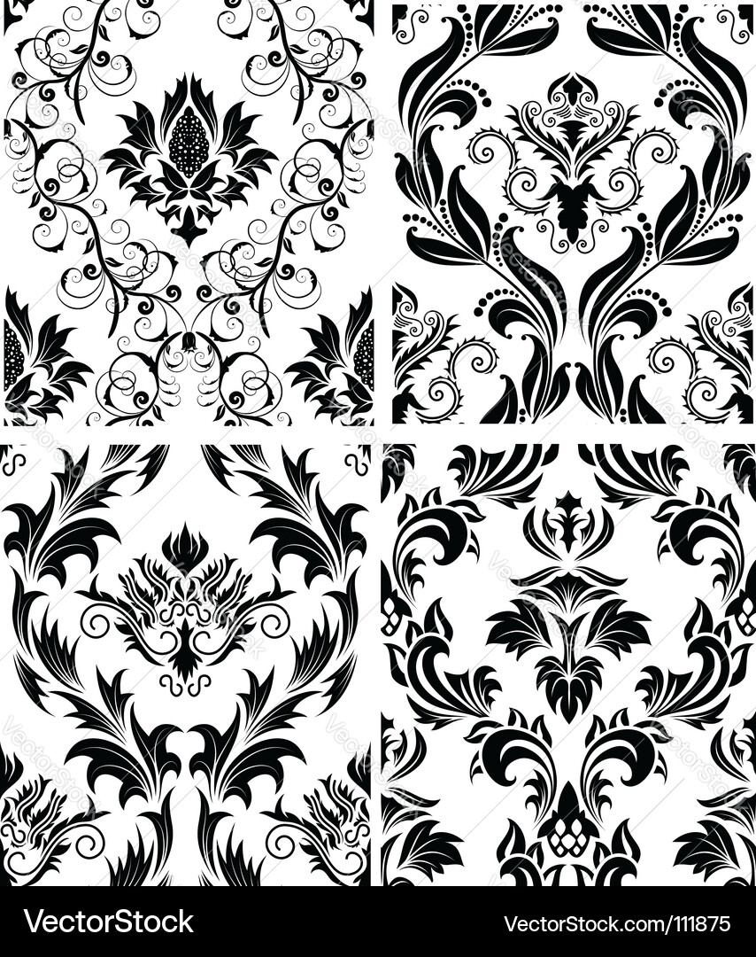 Damask Muster gesetzt Vektorbild