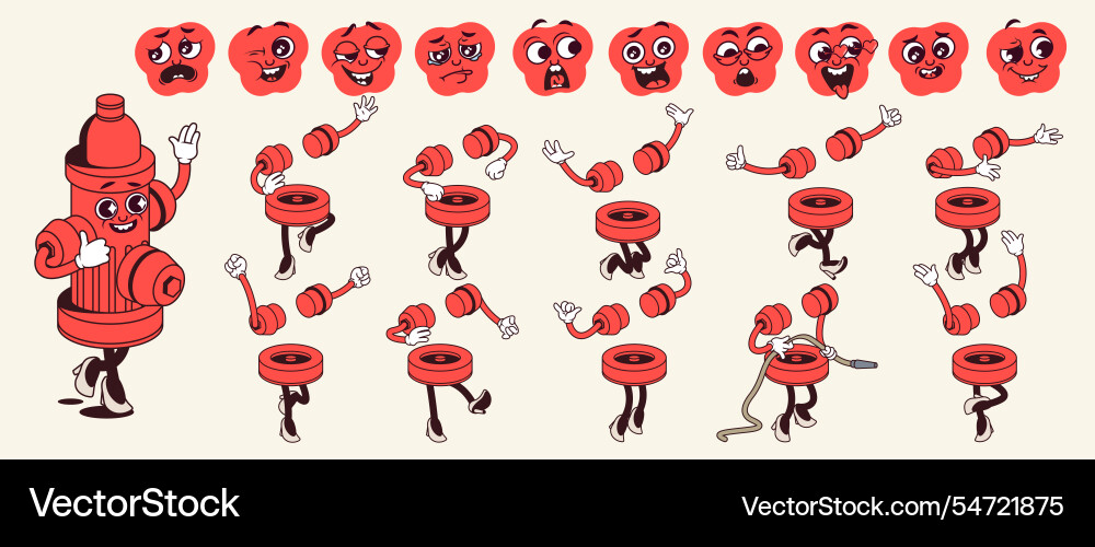 Fire hydrant cartoon character with groovy comic Fire hydrant cartoon character with groovy comic vector image