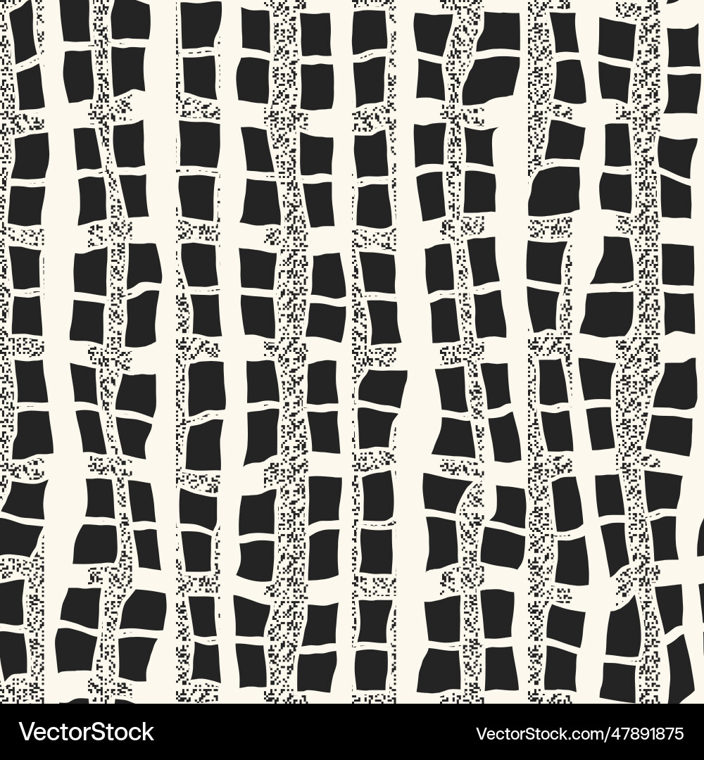 Monochrome glitch effect textured checked pattern Monochrome glitch effect textured checked pattern vector image