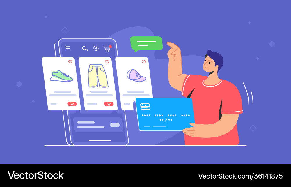 Online store e-commerce mobile app usage Online store e-commerce mobile app usage Vector Image