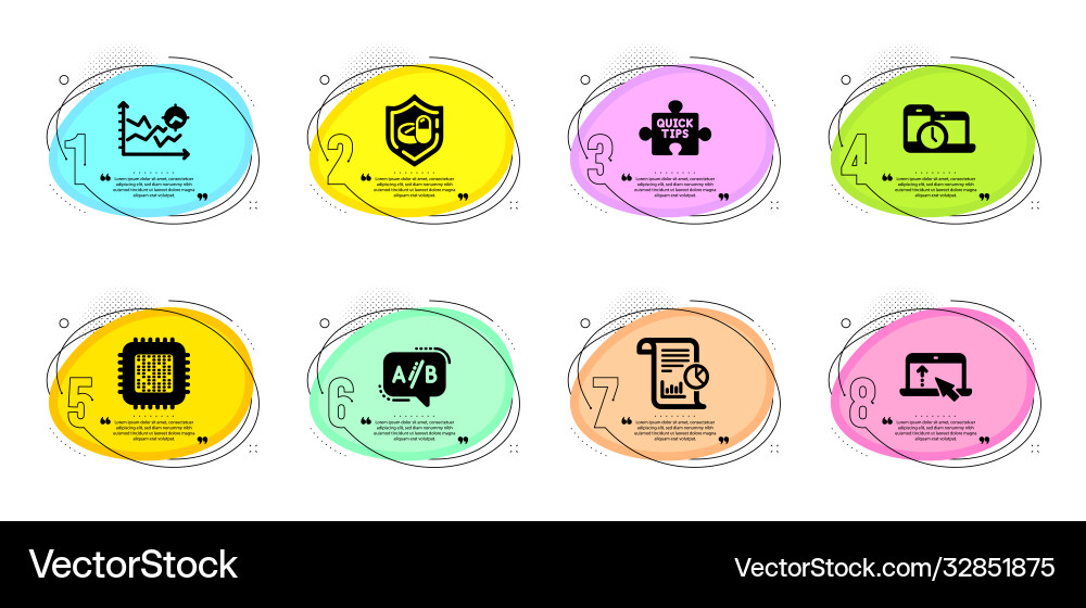 Report swipe up and time management icons set Report swipe up and time management icons set vector image
