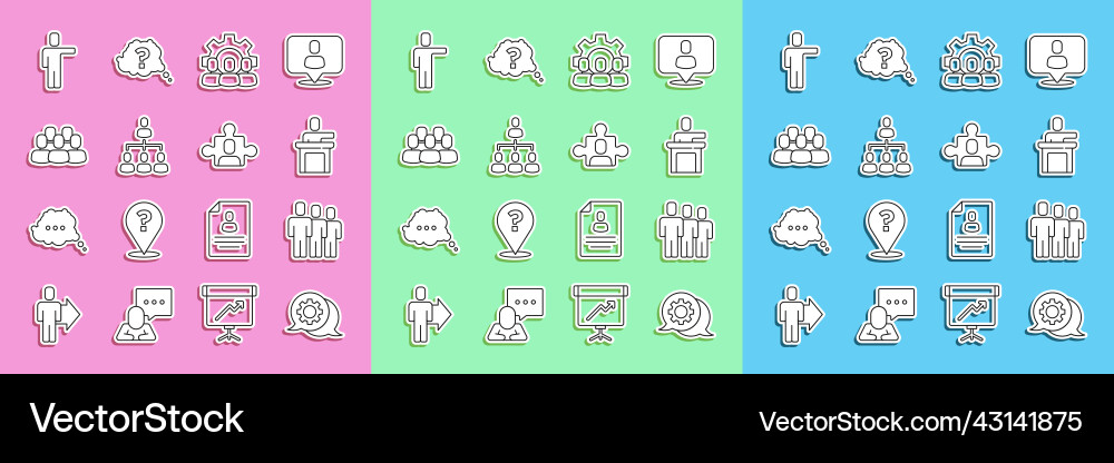 Set line speech bubble chat users group speaker Set line speech bubble chat users group speaker vector image