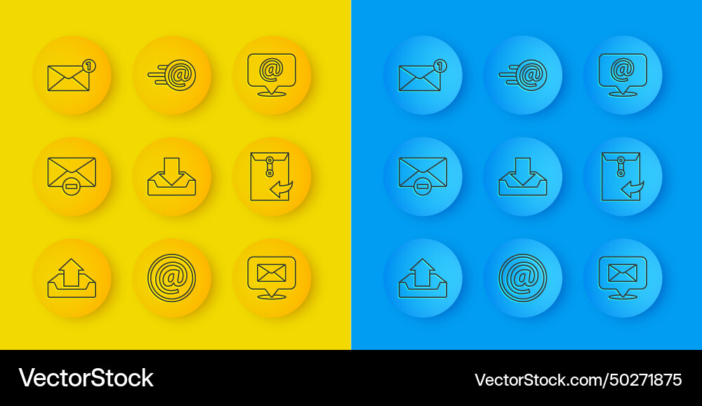 Set line upload inbox delete envelope download Set line upload inbox delete envelope download vector image
