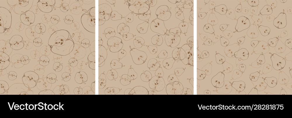 Set seamless pattern with fruit slices apples Set seamless pattern with fruit slices apples vector image