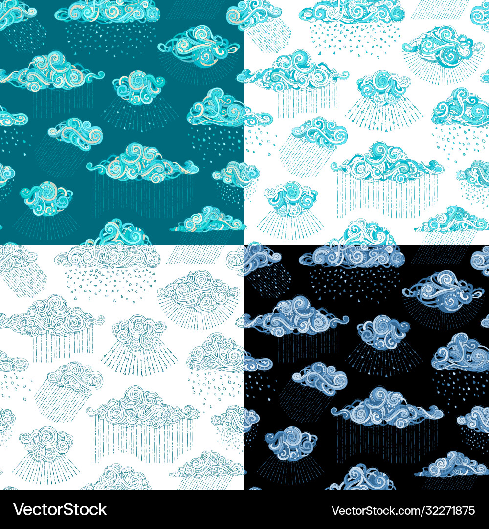 Set seamless wet weather patterns Vector Image