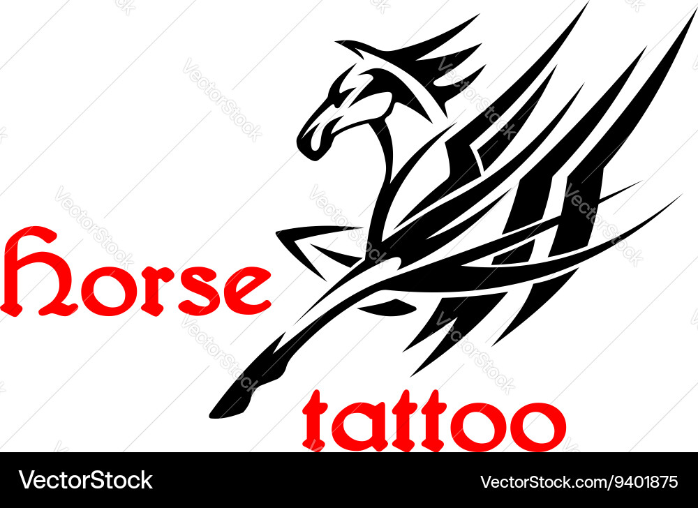 Tribal Horse with Ornamental Wings Vector Image