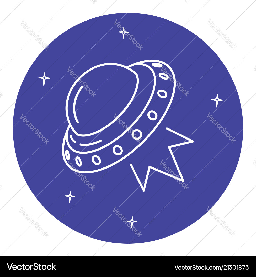 Ufo spaceship icon in thin line style vector image