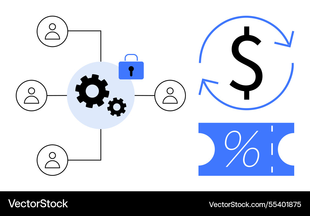 Workflow Automation mit Sicherheitsschloss-Symbol Workflow Automation mit Sicherheitsschloss-Symbol vektorbild
